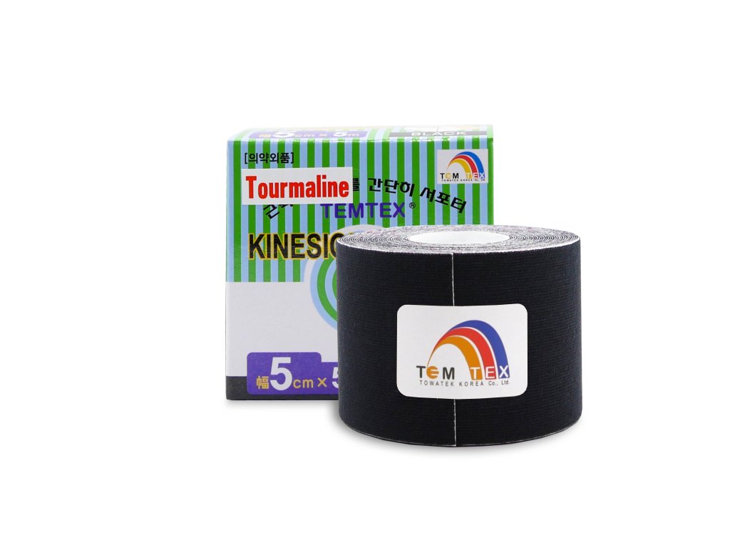 Temtex - Kinesiologie Tape Tourmaline - Zwart - 5cm x 5m