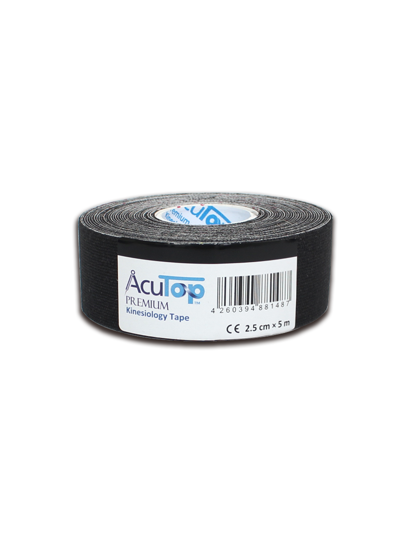 Acutop - Premium Kinesio Tape - Zwart - 2.5cm x 5m - Intertaping.nl