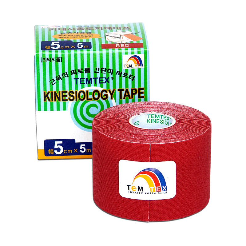 Temtex - Kinesiologie tape - Rood - 5cmx5m - voor Oedeemtherapie - Intertaping.nl