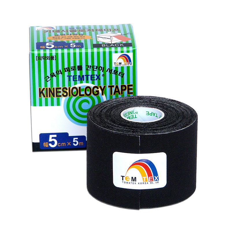 Temtex - Kinesiologie tape - Zwart - 5cmx5m - voor Oedeemtherapie - Intertaping.nl